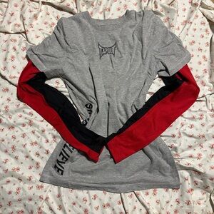 Tapout Gray Shirt with Red and Black Sleeves Mens Size M
